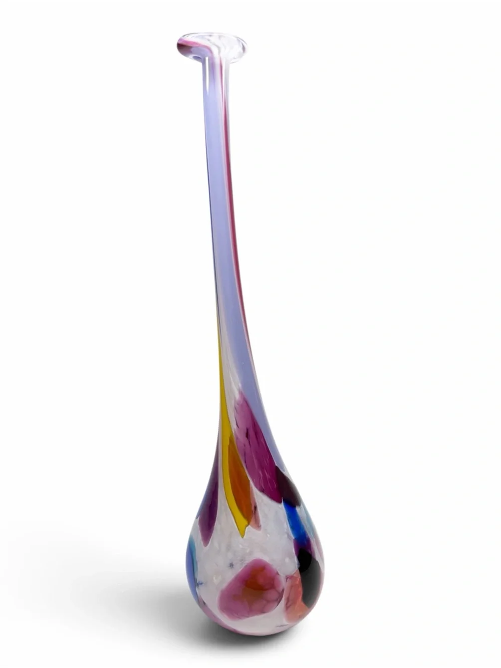 Vintage 80s 1989 Hand Blown Glass Art Glass Bud Vase Artist Signed
